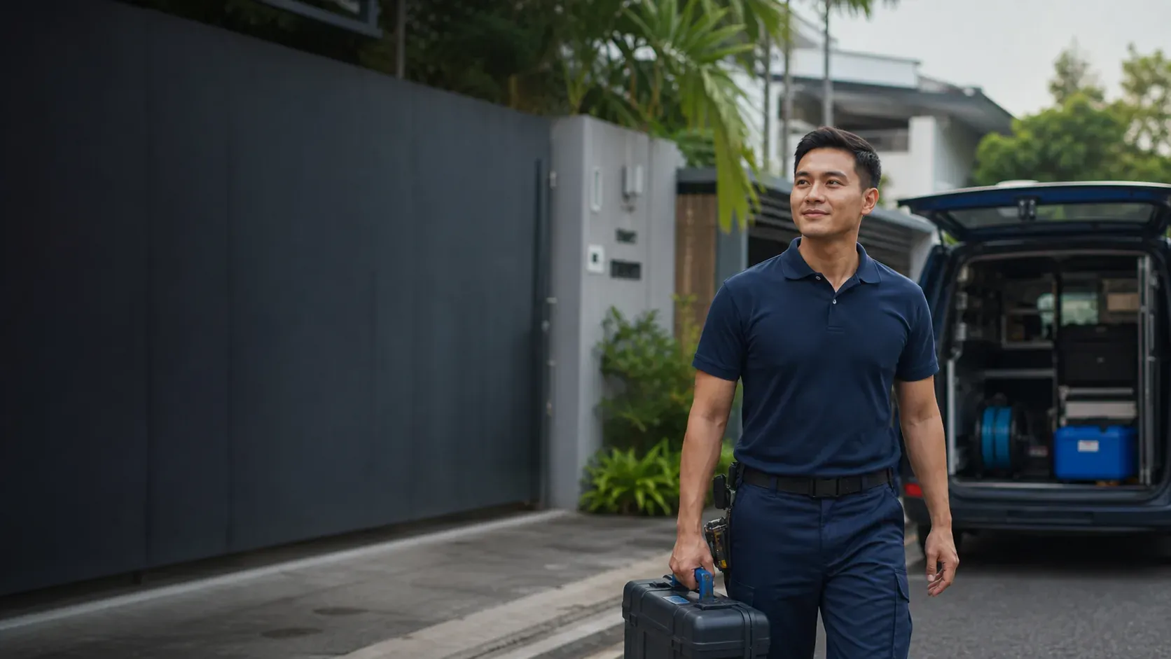 Prime Plumbing SG plumber arriving at a Singapore home